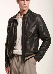 Men's Leather Bomber Jacket