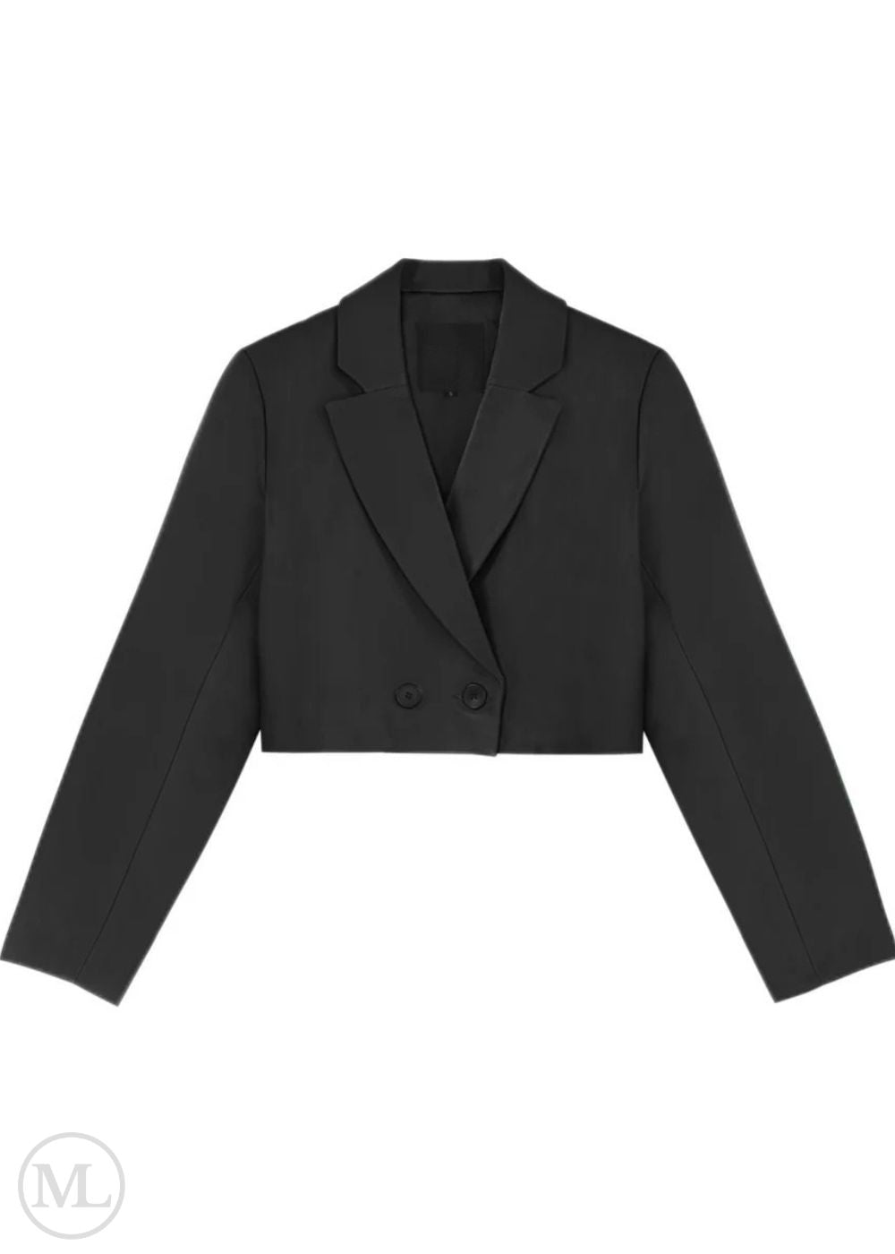 Black cropped blazer on a white background