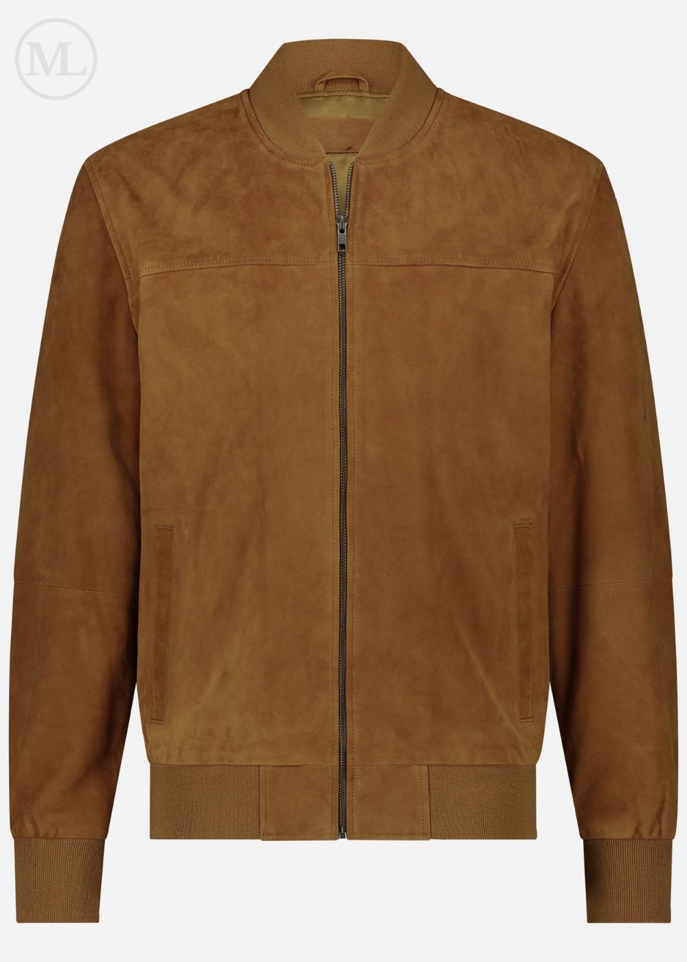 Cognac Brown suede jacket on a white background