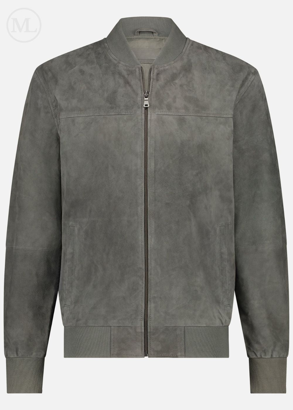 Veste en daim gris clair sur fond blanc
