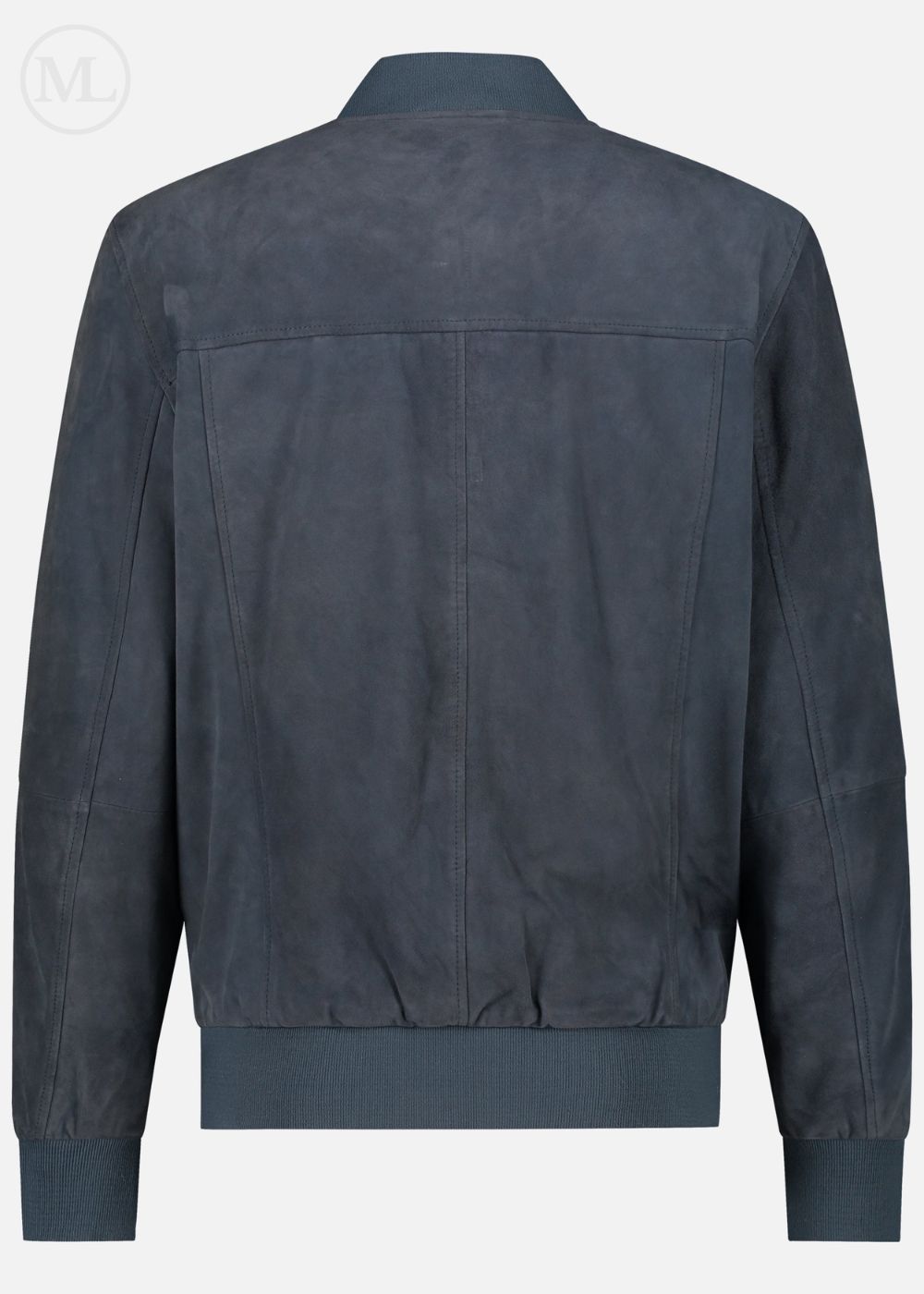 Veste en daim bleu marine sur fond blanc