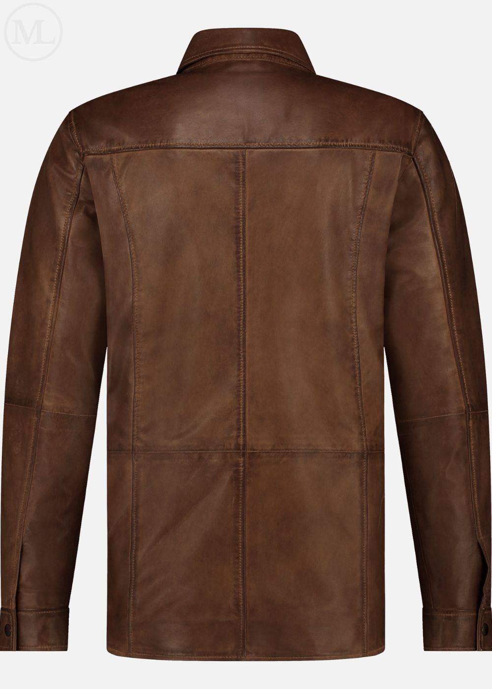 Cognac Brown leather jacket on a white background