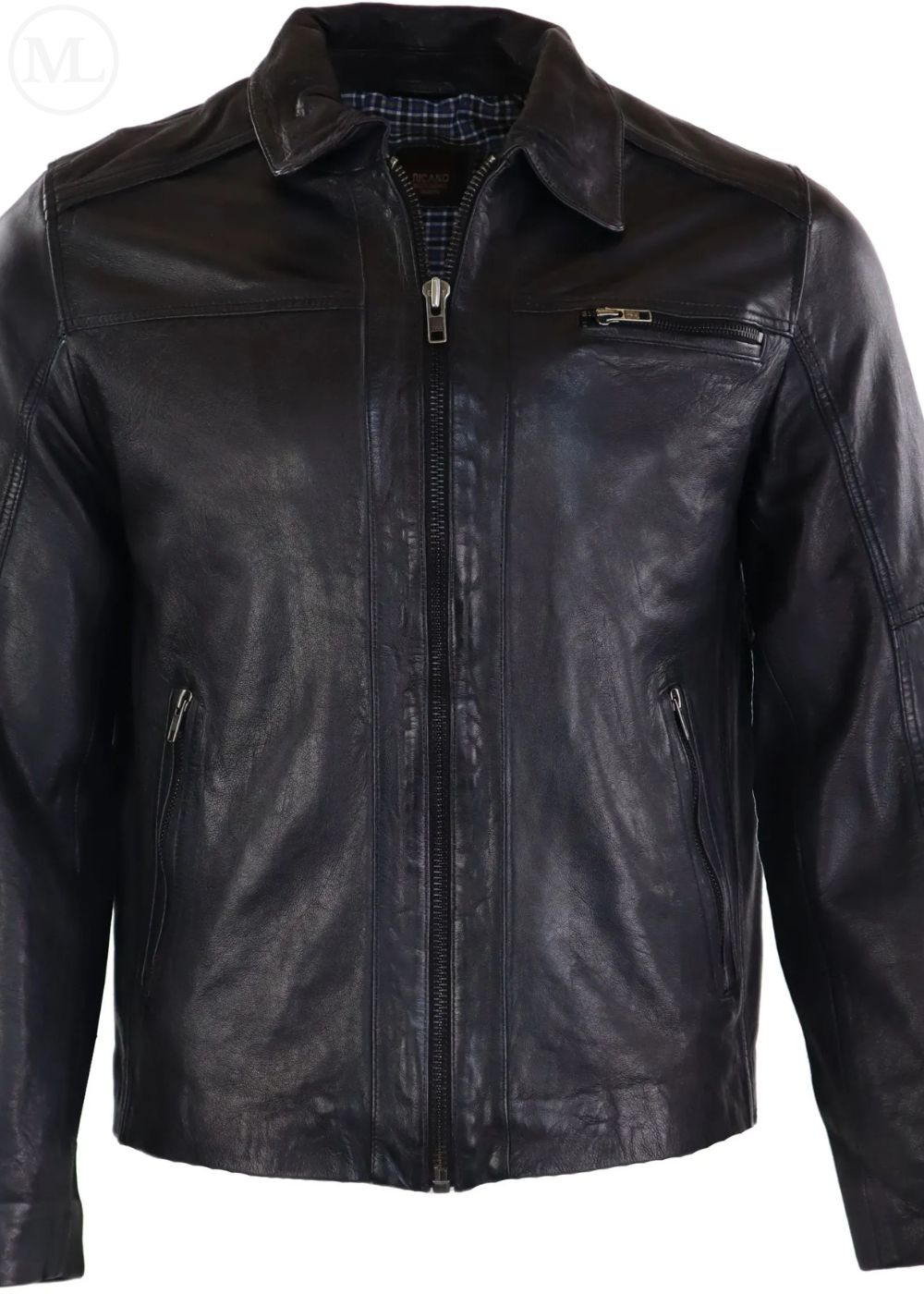 Black leather jacket on a white background