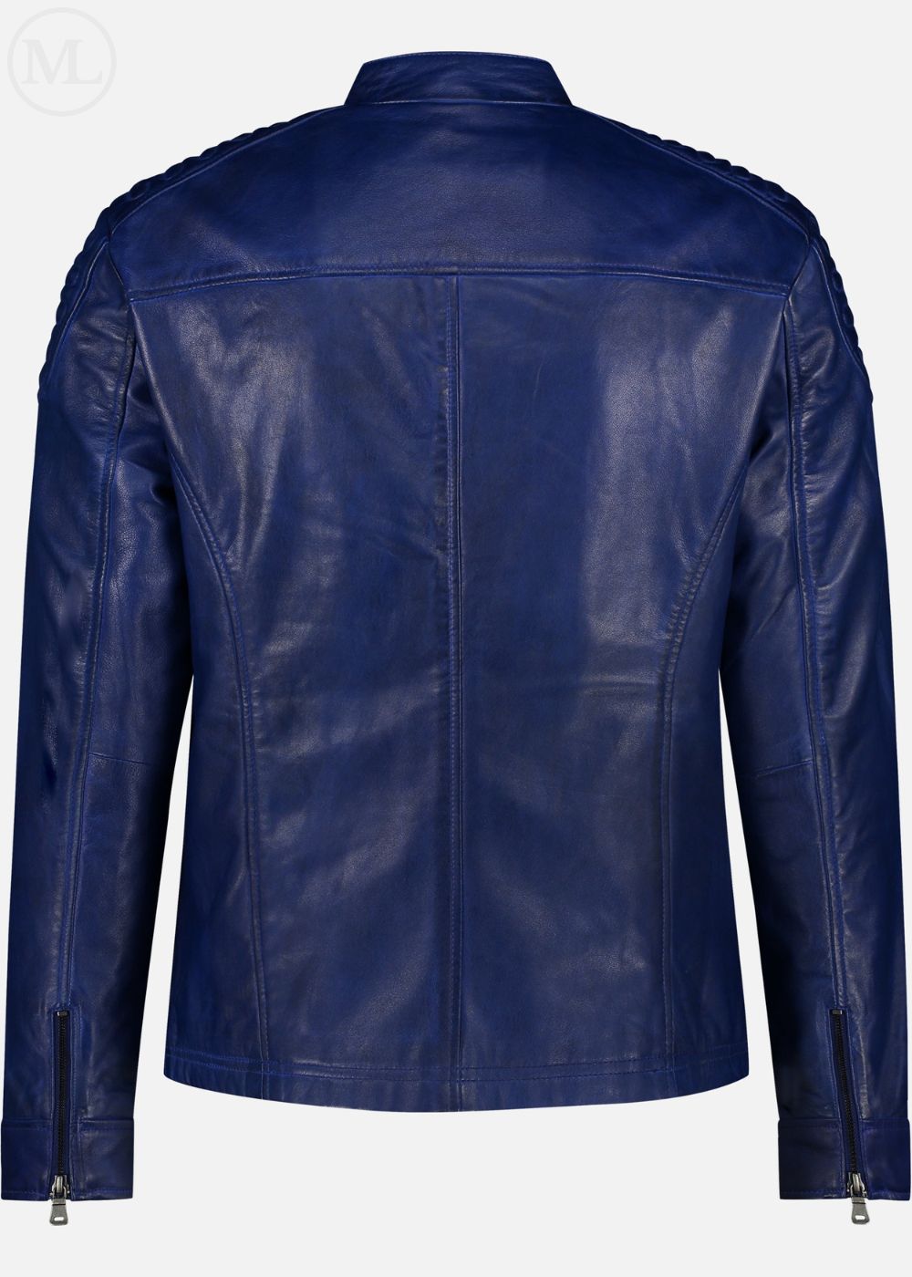 Navy Blue leather jacket on a white background