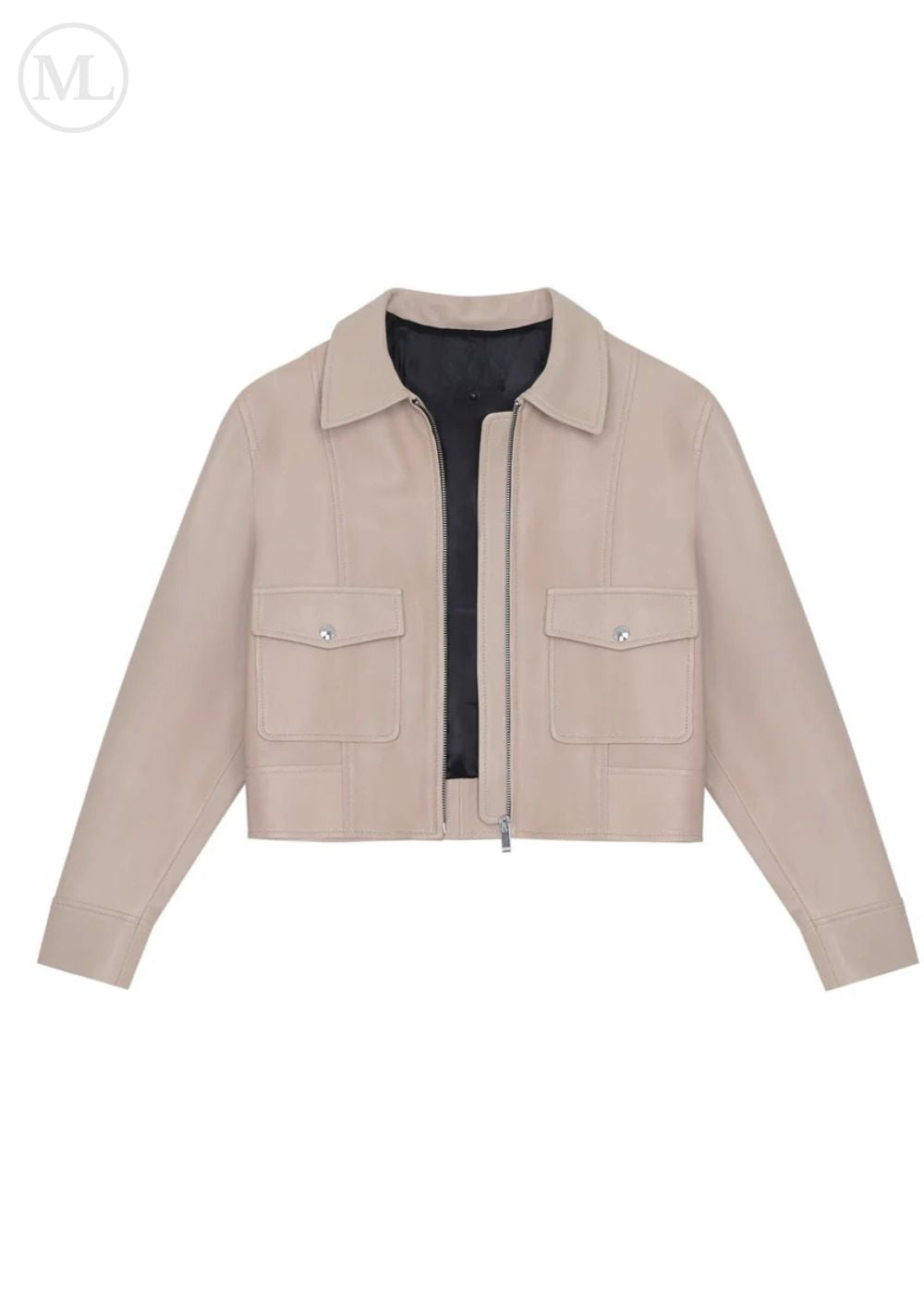 Beige jacket with a zipper on a white background