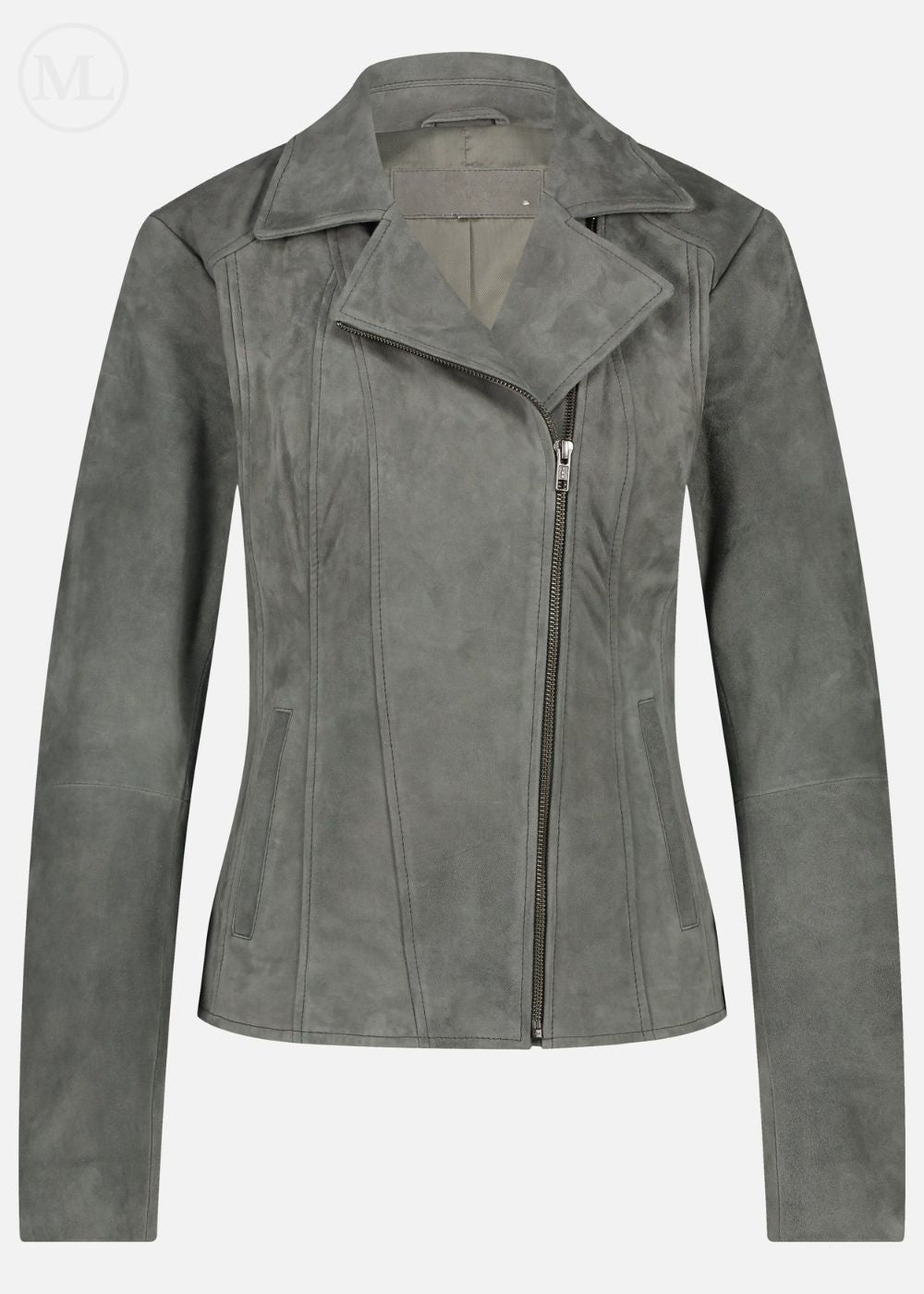 Gray suede jacket on a white background