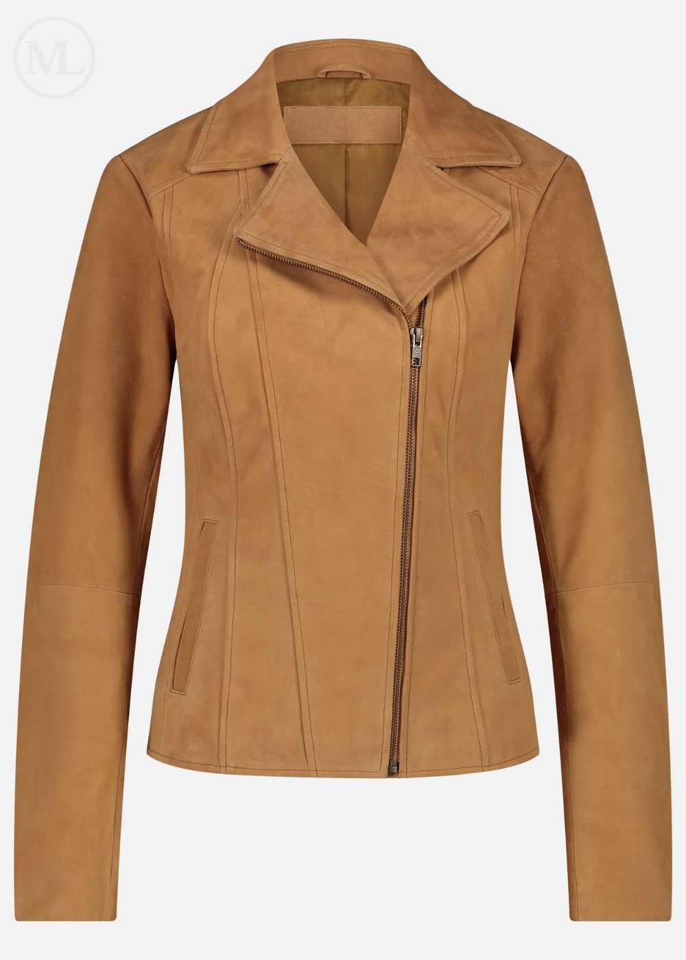 Camel leather jacket on a white background