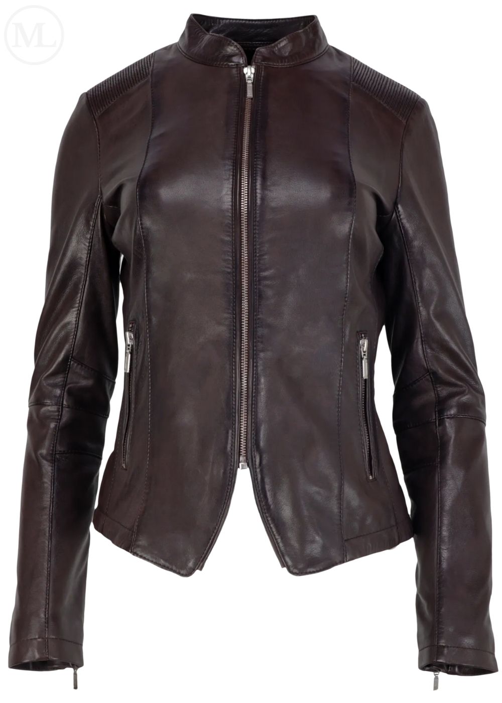 Brown leather jacket on a white background