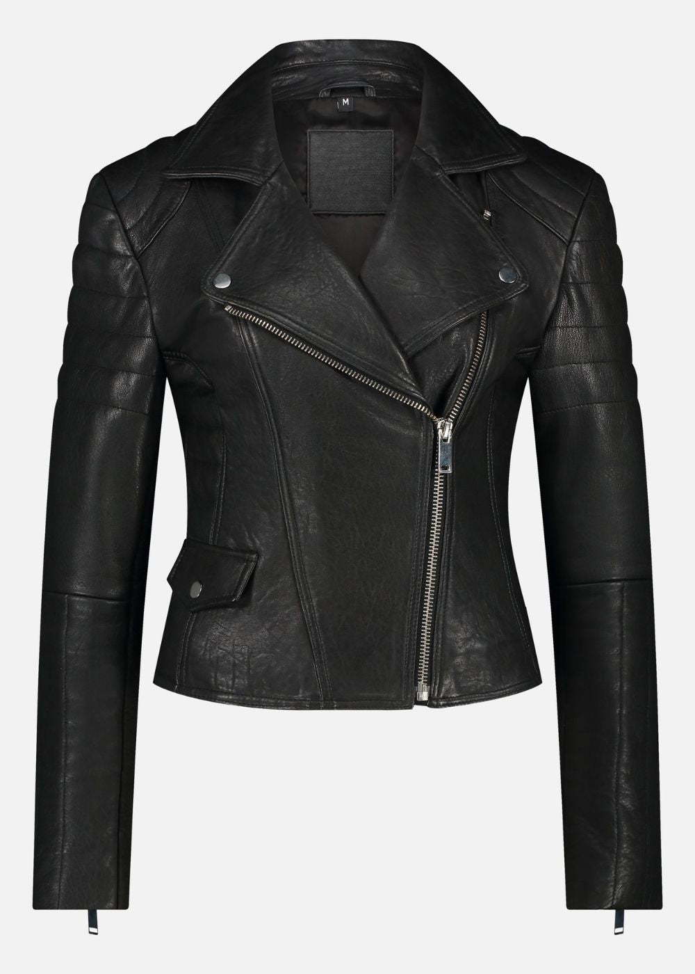 Black leather woman jacket