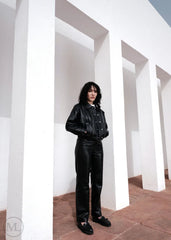 Nico – Women's Cropped Lambskin Bomber Leather Jacket