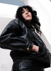 Nico – Women's Cropped Lambskin Bomber Leather Jacket