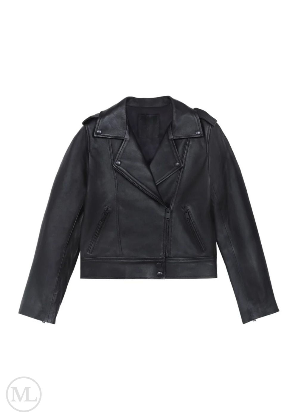 Black leather biker  jacket on a white background