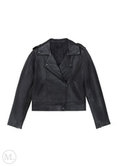 Black leather biker  jacket on a white background