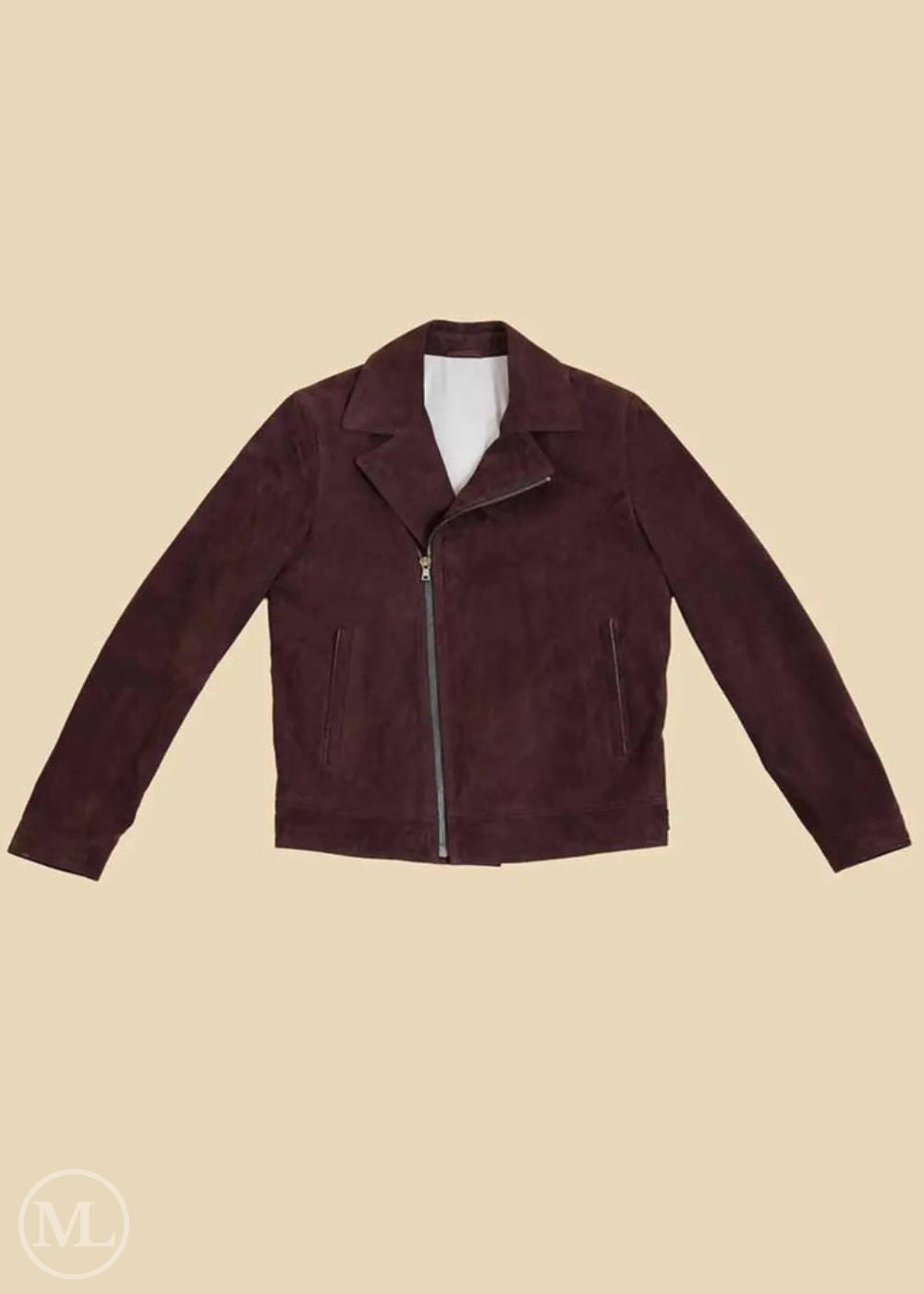 Dark Brown suede jacket on a beige background