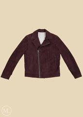 Dark Brown suede jacket on a beige background