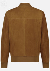 Cognac Brown suede jacket on a white background