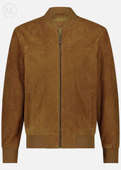 Cognac Brown suede jacket on a white background