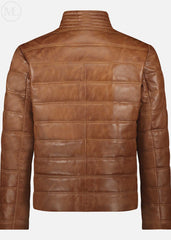 Cognac Brown leather jacket on a white background