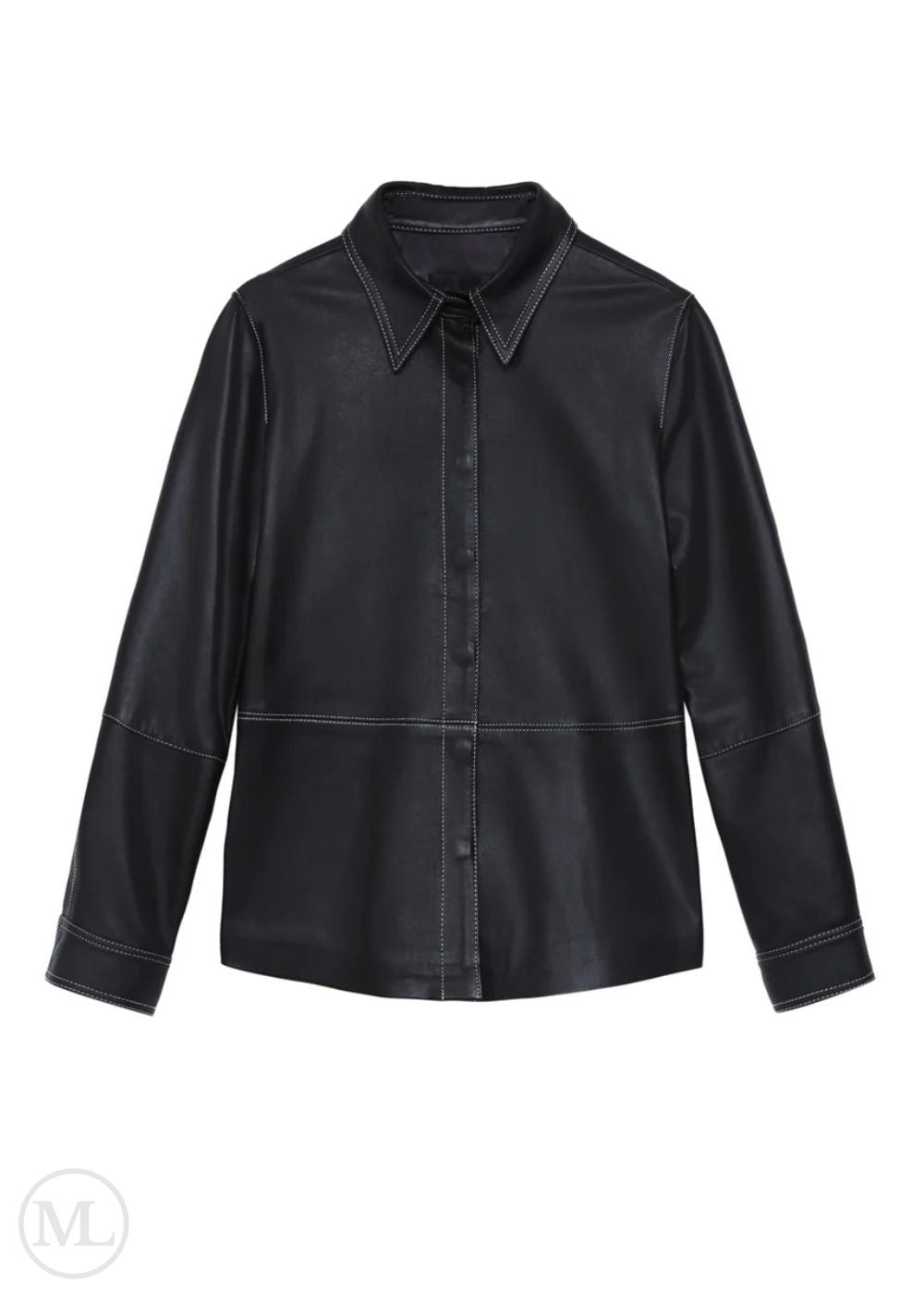 Black leather jacket on a white background