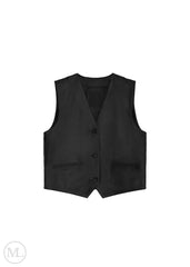 Black leather vest on a white background